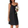 image:imageLYANER Womens V Neck Lace Sleeveless Spaghetti Strap Nightgowns Sleepwear with PocketsBlack
