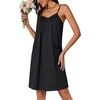 image:imageLYANER Womens V Neck Lace Sleeveless Spaghetti Strap Nightgowns Sleepwear with PocketsBlack