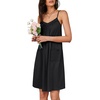 image:imageLYANER Womens V Neck Lace Sleeveless Spaghetti Strap Nightgowns Sleepwear with PocketsBlack