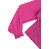 image:imageLYANER Womens V Neck Shirred Polka Dots Long Sleeve Frill Crop Blouse Shirt TopsSolid Hot Pink