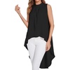 image:imageLYANER Womens Asymmetrical High Low Sleeveless Mock Neck Flowy Blouse TopsBlack