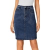 image:imageLYANER Womens Casual Stretch High Waist Bodycon Denim Jean Midi Skirt with PocketsPure Dark Blue