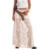 image:imageLYANER Womens Floral Lace Maxi Skirt High Waisted Flowy Sheer A Line Boho Skirts with Inner ShortsBeige