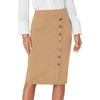 image:imageLYANER Womens High Waist Button Stretch Pencil Knee Length Straight Midi Skirt for Business CasualSolid Brown