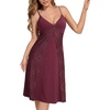 image:imageLYANER Womens Lace Trim V Neck Spaghetti Strap Sleeveless Sexy Mini NightdressDark Red