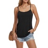 image:imageLYANER Womens Loose Square Neck Spaghetti Straps Slit Side Camisole Tank Cami TopBlack