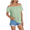 image:imageLYANER Womens Off Shoulder Ruffle Short Sleeve Ruched Casual Loose Tops Blouse ShirtSolid Mint Green