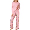 image:imageLYANER Womens Pajama Sets Long Sleeve Top and Floral Pants Pjs 2 Piece Sleepwear with PocketsPink