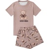 image:imageLYANER Womens Pajamas Set Summer Pjs Short Sleeve Tee and Shorts Sleepwear with PocketsBrown Bear
