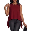 image:imageLYANER Womens Ruffle Flowy High Low Hem Sleeveless Round Neck Casual Tank TopWine Red