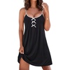 image:imageLYANER Womens Spaghetti Strap Sleeveless Pleated Ruffle A Line Casual Mini NightdressBlack