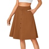 image:imageLYANER Womens Stretchy High Waist ALine Midi Skirt Flared Vintage Casual Skirts with PocketsBrown