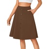 image:imageLYANER Womens Stretchy High Waist ALine Midi Skirt Flared Vintage Casual Skirts with PocketsDark Brown