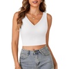 image:imageLYANER Womens Summer V Neck Sleeveless Slim Fitted Solid Cami Tank Crop TopWhite