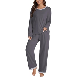 image:imageLYANER Womens 2 Piece Satin Silky Pajama Set Long Sleeve Button Front Shirt with Elastic Waist Pants Loungewear SleepwearDark Gray