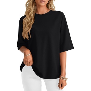 image:imageLYANER Womens Half Sleeve Jewel Neck Loose Fit Casual Blouse Top ShirtBlack