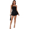 image:imageLAYNER Womens Strapless Tube Tops Sleeveless Romper Tiered Ruffle Layer Skort Mini Short Jumpsuit Black Medium