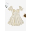 image:imageLYANER Girls Romper Sweetheart Bow Tie Back Short Sleeve Shorts JumpsuitBeige