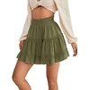 image:imageLYANER Women Elastic High Waist Pleated Casual Layer Ruffle Hem Flowy A Line Short SkirtArmy Green2