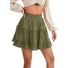 image:imageLYANER Women Elastic High Waist Pleated Casual Layer Ruffle Hem Flowy A Line Short SkirtArmy Green2