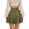 image:imageLYANER Women Elastic High Waist Pleated Casual Layer Ruffle Hem Flowy A Line Short SkirtArmy Green2