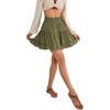 image:imageLYANER Women Elastic High Waist Pleated Casual Layer Ruffle Hem Flowy A Line Short SkirtArmy Green2
