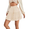 image:imageLYANER Women Elastic High Waist Pleated Casual Layer Ruffle Hem Flowy A Line Short SkirtBeige2