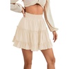 image:imageLYANER Women Elastic High Waist Pleated Casual Layer Ruffle Hem Flowy A Line Short SkirtBeige2