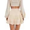 image:imageLYANER Women Elastic High Waist Pleated Casual Layer Ruffle Hem Flowy A Line Short SkirtBeige2