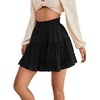 image:imageLYANER Women Elastic High Waist Pleated Casual Layer Ruffle Hem Flowy A Line Short SkirtBlack2