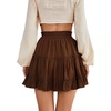 image:imageLYANER Women Elastic High Waist Pleated Casual Layer Ruffle Hem Flowy A Line Short SkirtBrown2