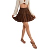 image:imageLYANER Women Elastic High Waist Pleated Casual Layer Ruffle Hem Flowy A Line Short SkirtBrown2