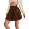 image:imageLYANER Women Elastic High Waist Pleated Casual Layer Ruffle Hem Flowy A Line Short SkirtBrown2