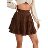 image:imageLYANER Women Elastic High Waist Pleated Casual Layer Ruffle Hem Flowy A Line Short SkirtBrown2