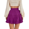 image:imageLYANER Women Elastic High Waist Pleated Casual Layer Ruffle Hem Flowy A Line Short SkirtDeep Purple2