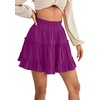 image:imageLYANER Women Elastic High Waist Pleated Casual Layer Ruffle Hem Flowy A Line Short SkirtDeep Purple2