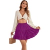 image:imageLYANER Women Elastic High Waist Pleated Casual Layer Ruffle Hem Flowy A Line Short SkirtDeep Purple2