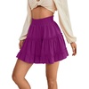 image:imageLYANER Women Elastic High Waist Pleated Casual Layer Ruffle Hem Flowy A Line Short SkirtDeep Purple2