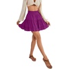 image:imageLYANER Women Elastic High Waist Pleated Casual Layer Ruffle Hem Flowy A Line Short SkirtDeep Purple2