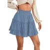 image:imageLYANER Women Elastic High Waist Pleated Casual Layer Ruffle Hem Flowy A Line Short SkirtDusty Blue2