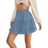 image:imageLYANER Women Elastic High Waist Pleated Casual Layer Ruffle Hem Flowy A Line Short SkirtDusty Blue2