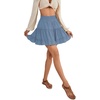 image:imageLYANER Women Elastic High Waist Pleated Casual Layer Ruffle Hem Flowy A Line Short SkirtDusty Blue2