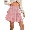 image:imageLYANER Women Elastic High Waist Pleated Casual Layer Ruffle Hem Flowy A Line Short SkirtDusty Pink2