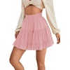 image:imageLYANER Women Elastic High Waist Pleated Casual Layer Ruffle Hem Flowy A Line Short SkirtDusty Pink2