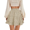 image:imageLYANER Women Elastic High Waist Pleated Casual Layer Ruffle Hem Flowy A Line Short SkirtFloal Beigeblack