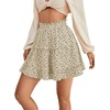 image:imageLYANER Women Elastic High Waist Pleated Casual Layer Ruffle Hem Flowy A Line Short SkirtFloal Beigeblack