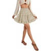 image:imageLYANER Women Elastic High Waist Pleated Casual Layer Ruffle Hem Flowy A Line Short SkirtFloal Beigeblack