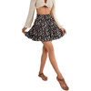 image:imageLYANER Women Elastic High Waist Pleated Casual Layer Ruffle Hem Flowy A Line Short SkirtFloal Black