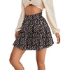 image:imageLYANER Women Elastic High Waist Pleated Casual Layer Ruffle Hem Flowy A Line Short SkirtFloal Black