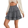 image:imageLYANER Women Elastic High Waist Pleated Casual Layer Ruffle Hem Flowy A Line Short SkirtFloal Blackwhite